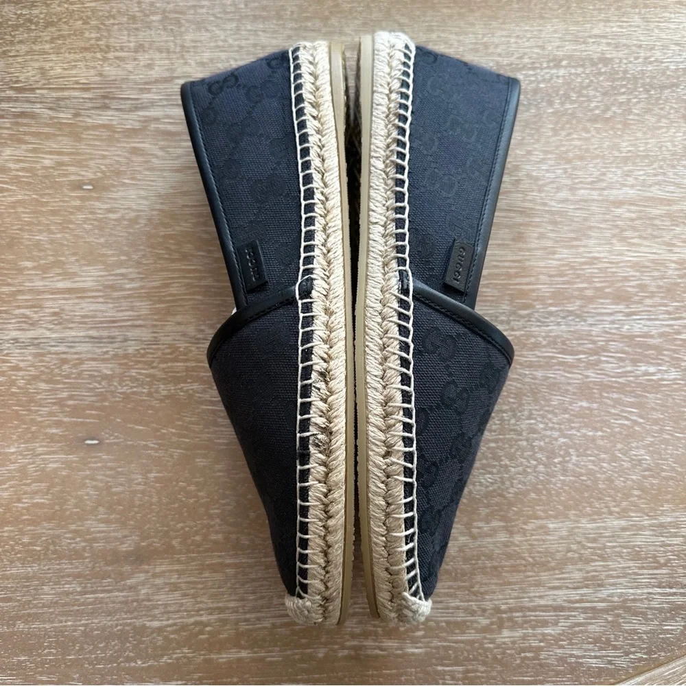 Gucci GG Canvas Espadrille Black Size 39.5